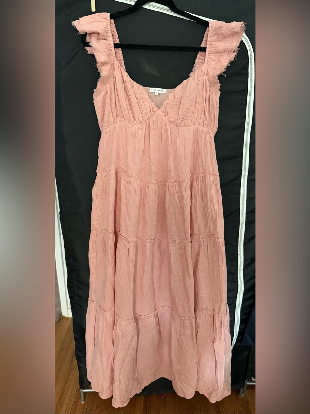 NWOT Free the Roses Coral Pink Tiered Maxi Dress with Ruffle Straps - Picture 3 of 4